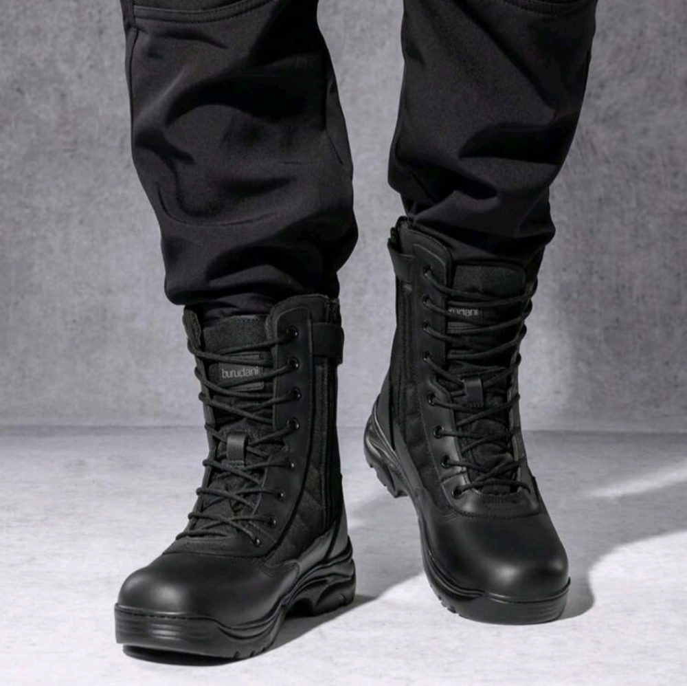 Black Leather Men's 9.5 All-pairs-BTG Us Warehouse SteelToe Boots For Man Safely